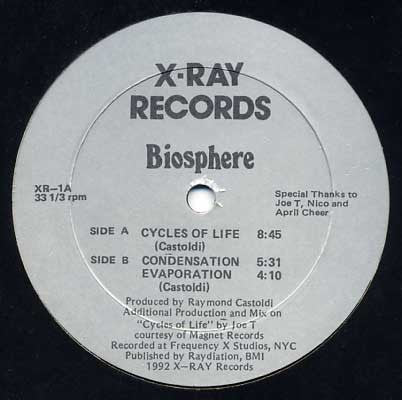 Image of Front Cover of 12" - /VG+ - RAYMOND CASTOLDI, Biosphere (X-Ray Records; XR-1, US 1992), ,  - 3346035S