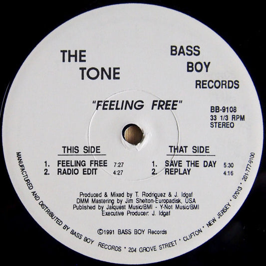 Image of Front Cover of 12" - /VG+ - THE TONE, Feeling Free (Bass Boy Records ; BB-9108, US 1991), pol - minor,  - 2046104S