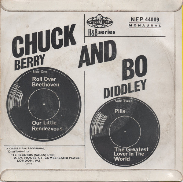 Image of Back Cover of 7" - VG/VG+ - CHUCK BERRY & BO DIDDLEY, Chuck & Bo (Pye International; NEP 44009, UK 1963, Laminated Front Flipback Sleeve), ,  - 2056141S