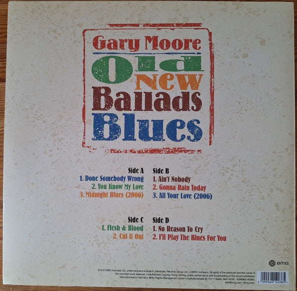 Image of Back Cover of 2xLP - NEW/NEW - GARY MOORE, Old New Ballads Blues (BMG; 9641140381, Worldwide 2026 Reissue, Inners), ,  - 2036061E
