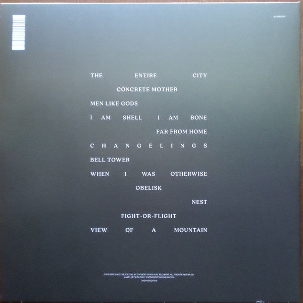 Image of Back Cover of LP - EX/VG+ - GAZELLE TWIN, The Entire City (Anti-Ghost Moon Ray Records; AGMR051LP, UK 2022, Inner, With Photo Card, Special Edition Silver Vinyl), Still in title stickered shrinkwrap.,  - 2016229C