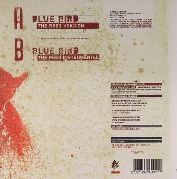 Image of Back Cover of 7" - EX/VG+ - ONE SELF, Blue Bird (The Bees version) (Ninja Tune; ZEN7165, UK 2005), ,  - 2026105E