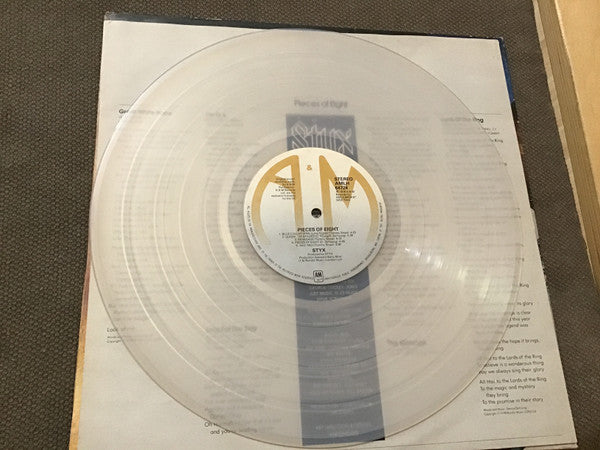 Image of Label Cover of LP - VG/VG+ - STYX, Pieces Of Eight (A&M Records; AMLH 64724, UK 1978, Gatefold, Inner, Clear Vinyl), Light wear to sleeve. Flawless disc.,  - 2046159S
