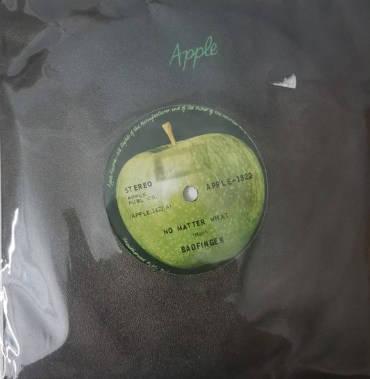 Image of Front Cover of 7" - VG/VG+ - BADFINGER, No Matter What (Apple Records; APPLE-1822, Singapore 1970, Textured Company Sleeve), ,  - 2016402C
