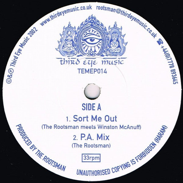 Image of Front Cover of 10" - /VG+ - THE ROOTSMAN MEETS WINSTON MCANUFF / THE ROOTSMAN MEETS CHRONICLE, Sort Me Out / Show Some Love (Third Eye Music; TEMEP014, UK 2002), ,  - 2016371C