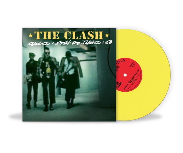 Image of Label Cover of 7" - NEW/NEW - THE CLASH, Should I Stay Or Should I Go (Sony; 19958438187, Europe 2026 Reissue, Sunshine Yellow Vinyl), , For the first time in decades, The Clash’s iconic track ‘Should I Stay Or Should I Go’ will be released as a 7” single on colour vinyl. With brand new artwork and pressed on sunshine yellow vinyl, this striking product will also feature the full version of ‘Straight to Hell’ on the B-Side for the first time; a nod to the original 1982 7” release which featured an 
