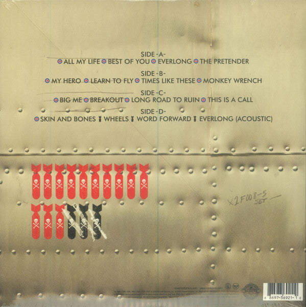 Image of Back Cover of 2xLP - EX/EX - FOO FIGHTERS, Greatest Hits (Roswell Records; 88697-36921-1, US 2021, Embossed Gatefold Sleeve, 2 Inners, Red Vinyl), ,  - 2026279E