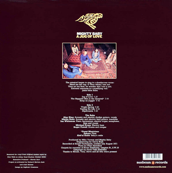 Image of Back Cover of LP - VG/VG+ - MIGHTY BABY, A Jug of Love (Sunbeam; SBRLP5026, UK 2006 Reissue, 180 Gram Vinyl, Numbered Limited Edition of 1,000), 488/1,000,  - 2026280E