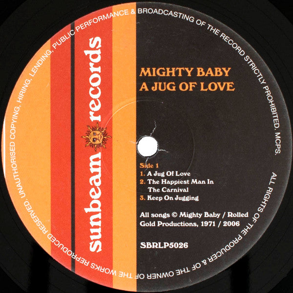 Image of Label Cover of LP - VG/VG+ - MIGHTY BABY, A Jug of Love (Sunbeam; SBRLP5026, UK 2006 Reissue, 180 Gram Vinyl, Numbered Limited Edition of 1,000), 488/1,000,  - 2026280E