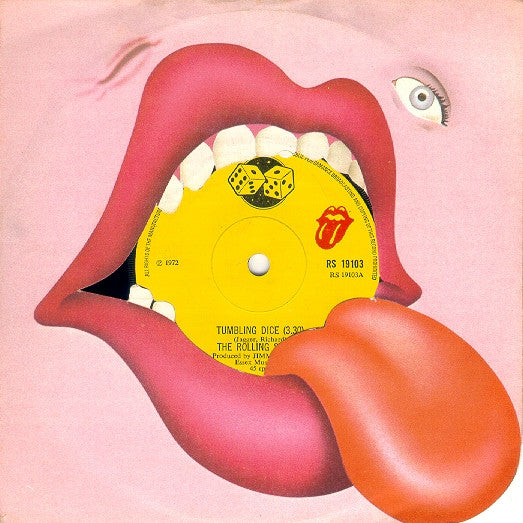 Image of Front Cover of 7" - VG/VG+ - THE ROLLING STONES, Tumbling Dice (Rolling Stones Records; RS 19103, UK 1972, Die Cut Company Sleeve, Solid Centre), Clean copy, Light sleeve wear,  - 2016452C
