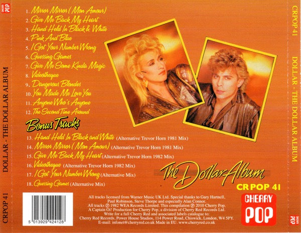 Image of Back Cover of CD - VG+/VG+ - DOLLAR, The Dollar Album (Cherry Pop; CR POP 41, UK 2010 Reissue, Jewel Case), ,  - 2016484C