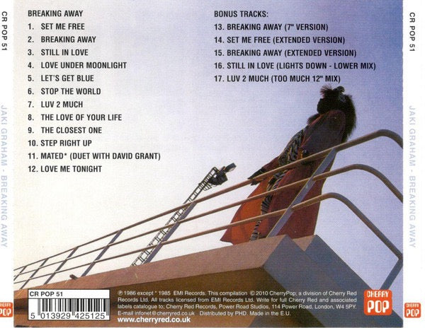 Image of Back Cover of CD - VG+/VG+ - JAKI GRAHAM, Breaking Away (Cherry Pop; CR POP 51, UK 2010 Reissue, Jewel Case), Nice copy showing minimal sign of use.,  - 2016485C