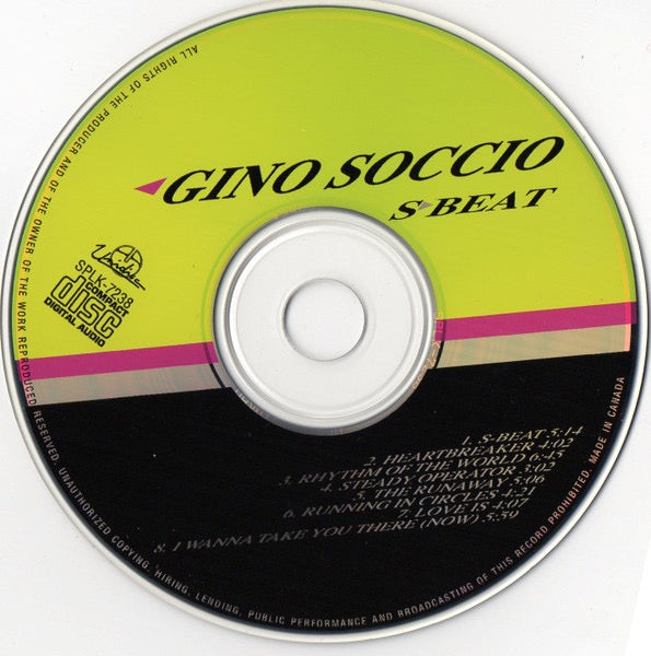 Image of Label Cover of CD - VG+/VG+ - GINO SOCCIO, S-Beat (Unidisc; SPLK-7238, Canada 1994 Reissue, Jewel Case), Nice copy showing minimal sign of use.,  - 2016486C