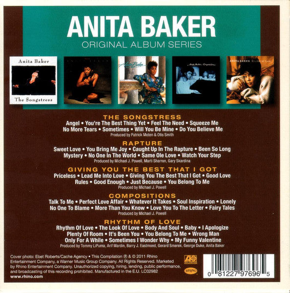 Image of Back Cover of 5xCD - EX/EX - ANITA BAKER, Original Album Series (Atlantic; 8122797696, Europe 2000s Reissue), Opened Instore,  - 2056319S