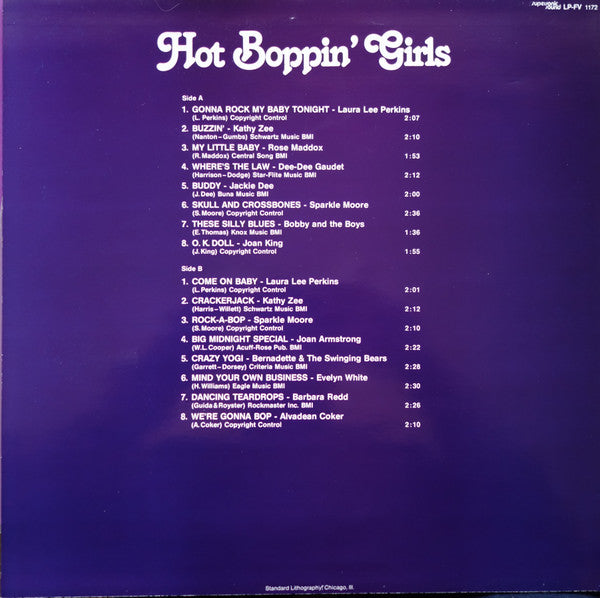 Image of Back Cover of LP - VG/VG+ - VARIOUS, Hot Boppin' Girls, Vol. IV (Supersonic Sound; LPFV1172, US 1986), ,  - 2046220S