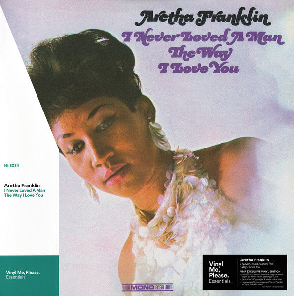 Image of Front Cover of LP - VG+/VG+ - ARETHA FRANKLIN, I Never Loved A Man The Way I Love You (Atlantic; 8139, US 2019 Reissue, Pasteback Sleeve, Booklet, Print, Mono, 180 Gram Purple/White Vinyl, Vinyl Me Please exclusibe, with Obi), ,  - 2046263S