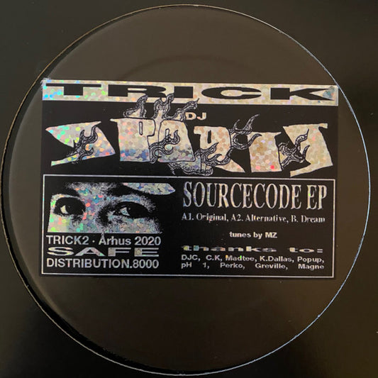Image of Front Cover of 12" - /VG - DJ SPORTS, The Sourcecode EP (Trick; TRICK2, Denmark 2021, Stickered Black Label), Sticker on label peeling slightly, light hairlines,  - 2016512C