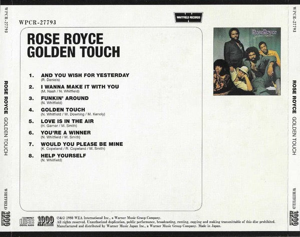 Image of Back Cover of CD - M/M - ROSE ROYCE, Golden Touch (Warner Music; WPCR-27793, Japan 2014 Reissue, With OBI), Still SEALED In Shrinkwrap,  - 2016542C