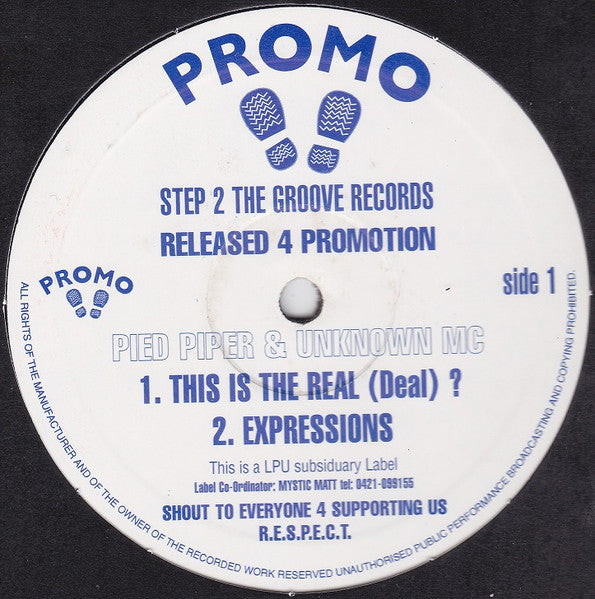 Image of Front Cover of 12" - /VG+ - PIED PIPER & UNKNOWN MC, Released 4 Promotion (Step 2 The Groove Records; PNUT-1, UK 1997), ,  - 2046254S