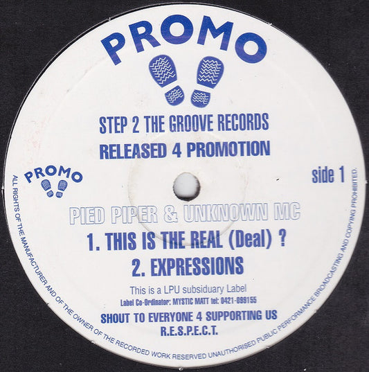 Image of Front Cover of 12" - /VG+ - PIED PIPER & UNKNOWN MC, Released 4 Promotion (Step 2 The Groove Records; PNUT-1, UK 1997), ,  - 2046254S