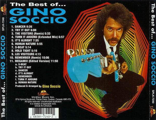 Image of Back Cover of CD - VG+/M - GINO SOCCIO, The Best Of... (Unidisc; SPLK-7240, Canada ), ,  - 2156000S