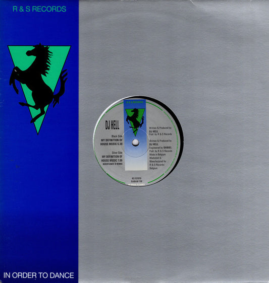 Image of Front Cover of 12" - VG/VG - DJ HELL, My Definition Of House Music (R & S Records; RS 92020, Belgium 2006 Reissue, Stickered Company Sleeve), light marks only. original company sleeve - faint edge wear,  - 2146044S
