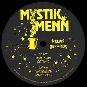 Image of Back Cover of 12" EP - /EX - MYSTIK MENN, Mystik Menn (Pelvis Records; PELVREC004, Australia 2017), Opened instore, still in stickered shrink.,  - 2116018C