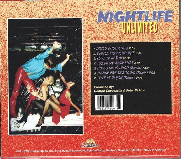 Image of Back Cover of CD - VG+/VG+ - NIGHTLIFE UNLIMITED, Disco Choo Choo (Unidisc; AGEK-2061, Canada 1997 Reissue, Card Slipcase with Jewel Case inside), ,  - 2116008C