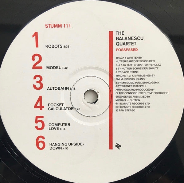 Image of Label Cover of LP - VG+/VG+ - THE BALANESCU QUARTET, Possessed (Mute; STUMM 111, UK 1992, Promo), Promo version with unglued sleeve, 2 page Mute press release and white label. ,  - 2126056E