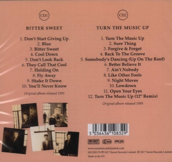 Image of Back Cover of 2xCD - VG+/VG+ - SHAKATAK, Bitter Sweet / Turn The Music Up (Secret Records Limited; SECDD170, Europe 2017 Reissue, Double CD Case, Booklet), Nice copy showing minimal sign of use.,  - 2116050C