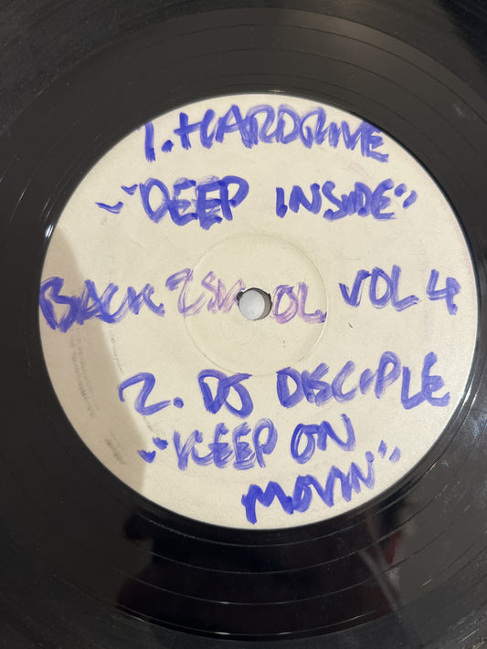 Image of Front Cover of 12" - /G+ - VARIOUS, Back 2 Skool Volume 4 (Not On Label; TOOTS 004, UK 2007, White Label, Unofficial Release), Scuffs and marks, blue marker on unstickered white label., A1	Hardrive 	Deep InsideA2	DJ Disciple 	Keep On MovinB1	Teebone 	Down (Original Mix)B2	Maximum Style 	Admit To Love (Tuff Jam Remix) - 2116152C