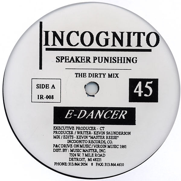 Image of Front Cover of 12" - /VG+ - E-DANCER, Speaker Punishing (Incognito Records ; IR-008, US 1991), top copy! highlighter on label - v. minor,  - 2146047S