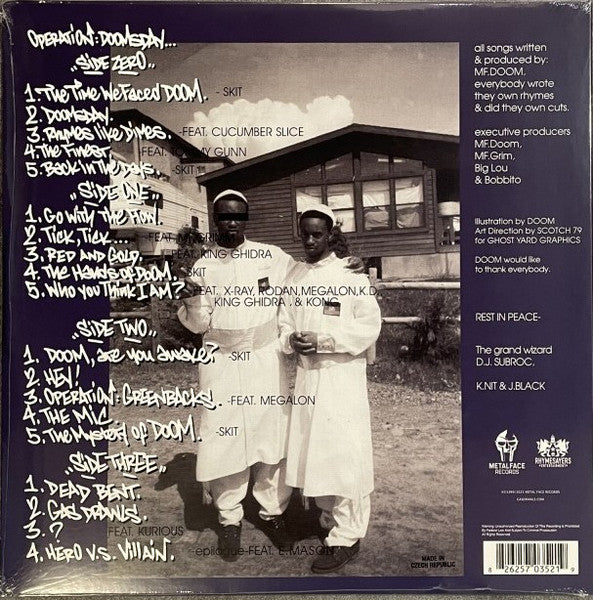 Image of Back Cover of 2xLP - VG+/VG+ - MF DOOM, Operation: Doomsday (Metal Face Records; 826257035219, Europe 2023 Reissue), Still In Opened Shrinkwrap With Hype Sticker,  - 3916178C