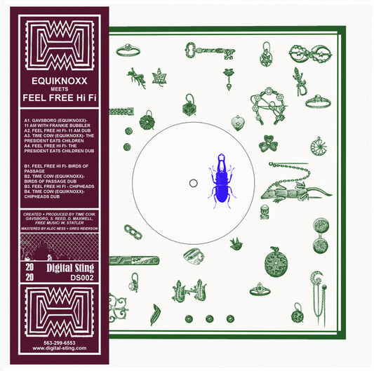 Image of Front Cover of 12" - VG/VG - FEEL FREE HI FI, EQUIKNOXX, Equiknoxx Meets Feel Free Hi Fi (Digital Sting; DS002, US 2021, Stamped White Label, Stickered Die Cut Picture Sleeve), Light hairlines only. Slight discolouration to sleeve.,  - 2116159C