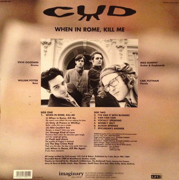 Image of Back Cover of LP - VG/VG+ - CUD, When In Rome, Kill Me (Imaginary Records; ILLUSION 005, UK 1989), ,  - 2126098E
