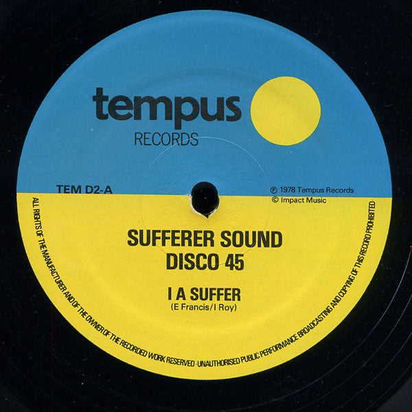 Image of Label Cover of 12" - VG/VG+ - SUFFERER SOUND, I A Suffer / National Front (Tempus Records; TEMD 2, UK 1978, Company Sleeve), ,  - 2146141S