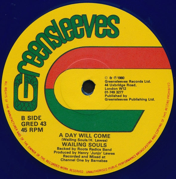 Image of Back Cover of 12" - VG/VG - WAILING SOULS, Kingdom Rise Kingdom Fall (Greensleeves Records; GRED 43, UK 1980, Blue Vinyl), Strong VG - just a few light marks.,  - 2116255C