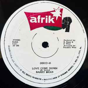 Image of Front Cover of 12" - G+/EX - BARRY BIGGS / DEAN FRASER, Love Come Down (Afrik; AF 140, Jamaica , Reggae Disco 45 sleeve), Tape on edges of Reggae Disco sleeve.,  - 2146177S