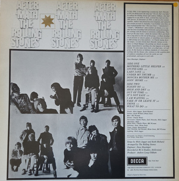 Image of Back Cover of LP - VG/VG+ - THE ROLLING STONES, Aftermath (Decca; SKL 4786, UK 1982 Reissue, Non-Laminated Sleeve), Old shop sticker.,  - 2146162S