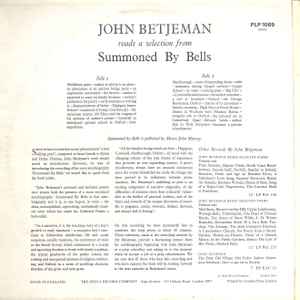 Image of Back Cover of LP - VG/VG - JOHN BETJEMAN, Summoned By Bells (Argo Blue Labels; PLP 1069, UK Reissue, Laminated Front Sleeve, Mono), ,  - 2116297C
