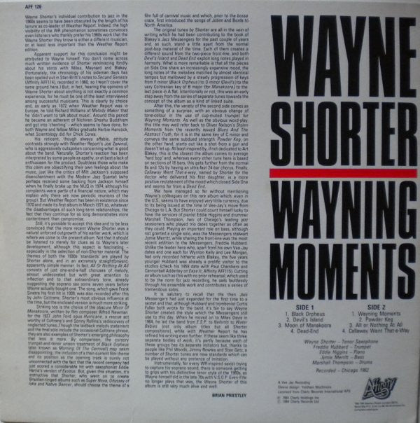 WAYNE SHORTER, Wayning Moments (Affinity ; AFF 126, UK 1984) LP VG