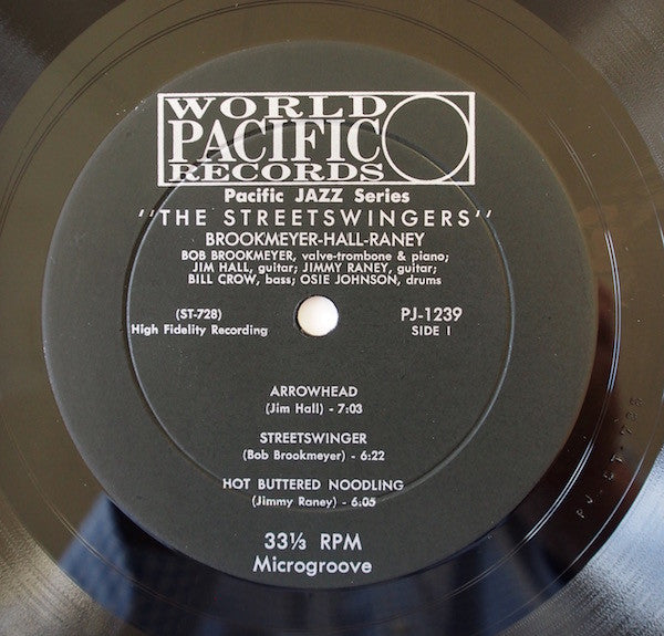 Image of Label Cover of LP - VG/VG+ - BROOKMEYER / HALL / RANEY WITH OSIE JOHNSON AND BILL CROW, The Street Swingers (World Pacific Records ; PJ-1239, US 1958), Few Hairlines on Vinyl. Small Seam Splits on Top and Bottom of sleeve.,  - 2146235S