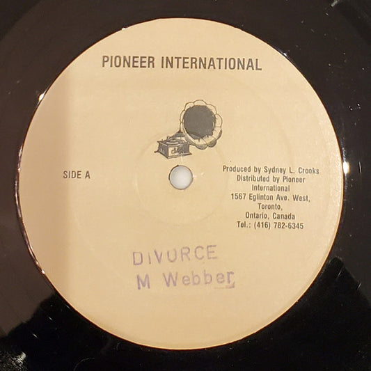 Image of Front Cover of 12" - /VG+ - MARLENE WEBBER, Divorce (Pioneer International; , Canada 1980s), Light smudges only.,  - 2126139E