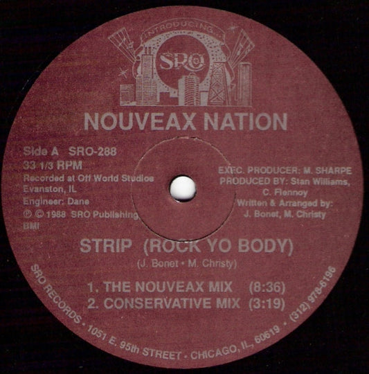Image of Front Cover of 12" - /VG - NOUVEAX NATION, Strip (Rock Yo Body) (SRO; SRO-288, US 1988), ,  - 2146186S