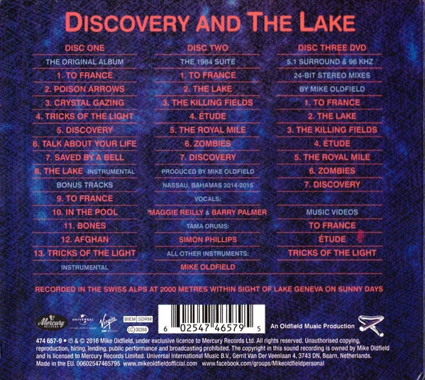Image of Back Cover of 2xCD - VG+/EX - MIKE OLDFIELD, Discovery (Mercury; 474 657-9, Europe 2016 Reissue, Double Digipak, Booklet, Deluxe Edition With DVD), ,  - 2116397C