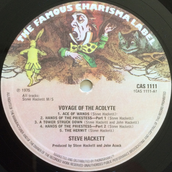 Image of Label Cover of LP - VG/G+ - STEVE HACKETT, Voyage Of The Acolyte (Charisma Small Hatter Labels; CAS 1111, UK 1975, Gatefold), Glossy disc, Hairlines, One feelable mark on B3,  - 2116330C