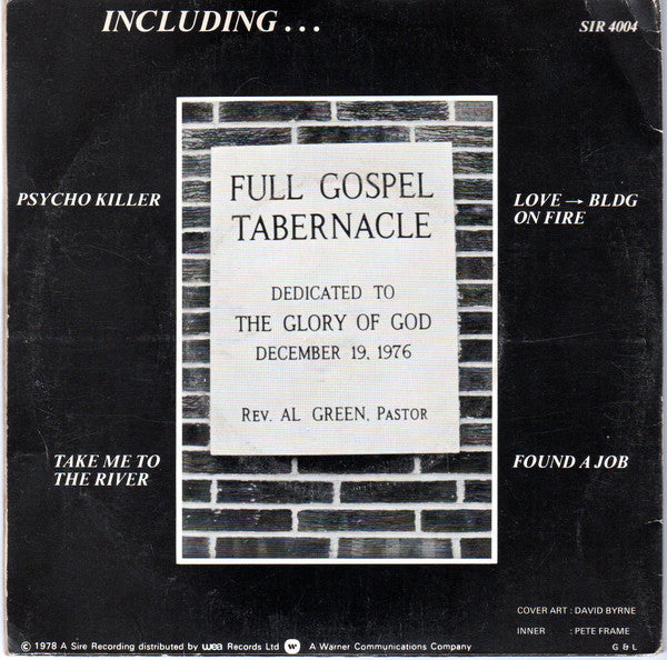 Image of Back Cover of 2x7" - VG/VG - TALKING HEADS, Take Me To The River (Sire; SIR4004, UK 1978, Gatefold, Limited Edition), Strong VG, A Take Me To The RiverB Found A JobC Love Goes To Building On FireD Psycho Killer - 1916448C
