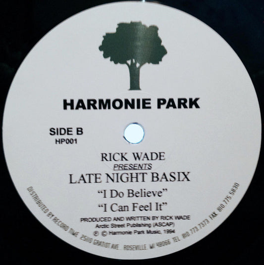 Image of Front Cover of 12" - /VG - RICK WADE, Late Night Basix (Harmonie Park; HP001, US 2013 Reissue, Plain Sleeve), Light marks only, plays VG+,  - 2346071S