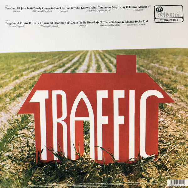 Image of Back Cover of LP - VG/VG+ - TRAFFIC, Traffic (Island Records; 477 413-3, Europe 2016 Reissue, Gatefold, NO Booklet, Ltd to 500), Sleeve crinkle from water damage, torn where booklet was glued,  - 2146275S