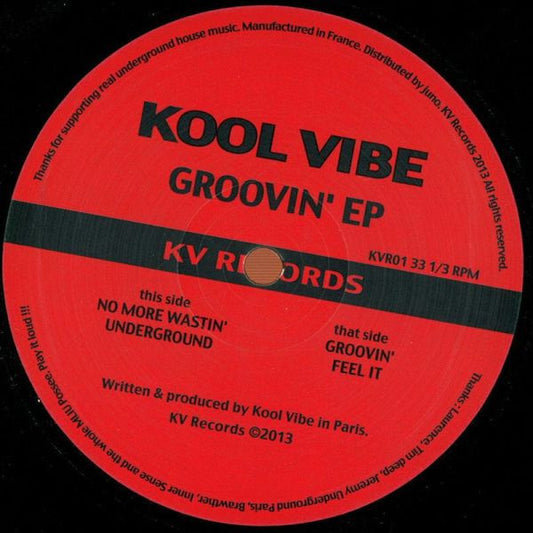 Image of Front Cover of 12" - /VG+ - KOOL VIBE, Groovin' EP (KV Records; KVR01, France 2013, Plain Sleeve), ,  - 2126132E